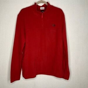 The North Face Mens Size L Red 1/4 Zip Mock Neck Lightweight Fleece Sweater